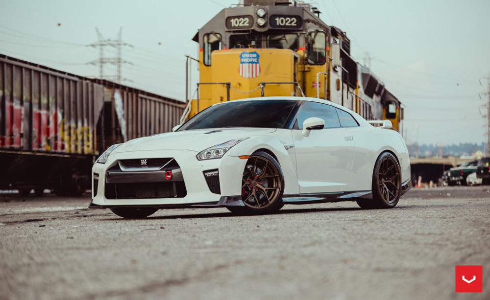 White GTR Nissan HF-5 Satin Bronze Vossen Wheels