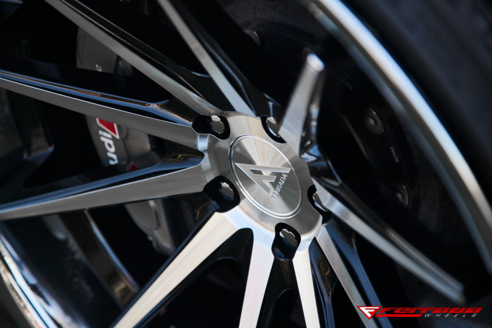 nsm fr ferrada machine black chrome lip  audi rs wheel close up