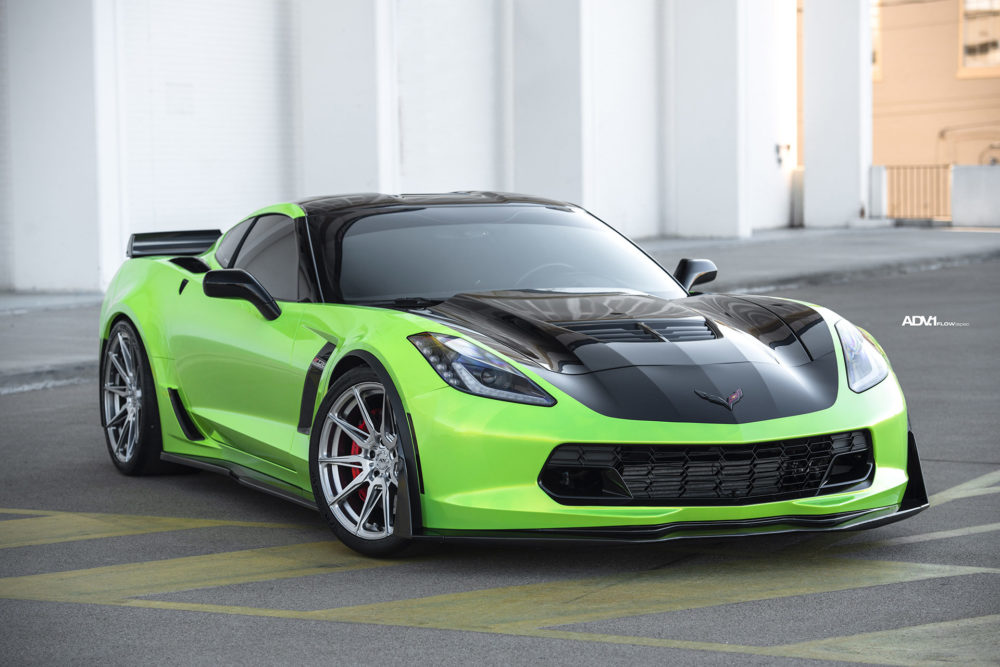 needspeed motorsports bright green vinyl wrapped c z corvette adv flow spec wheels concave d