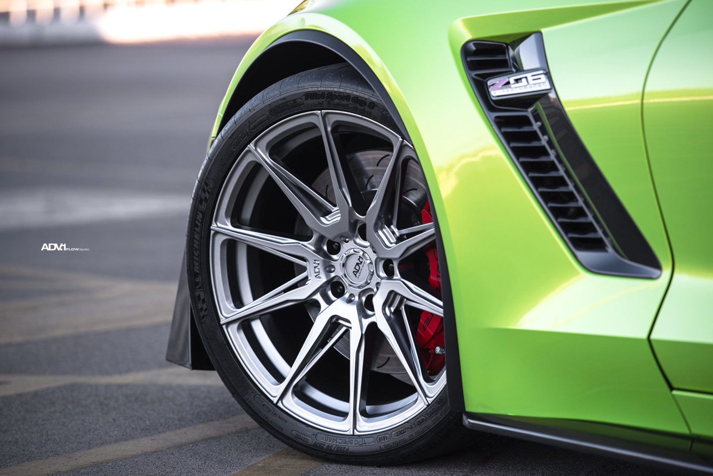 needspeed motorsports bright green vinyl wrapped c z corvette adv flow spec wheels concave g