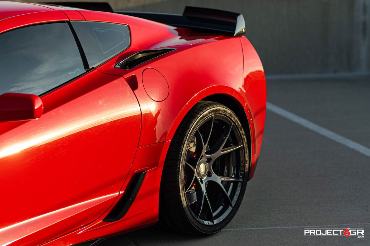 Torch Red C7 Z06 gets Perfect Wheel set up with Project 6GR Wheels ...